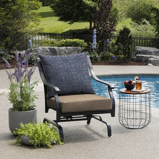 Landon & Co. 2-Piece Polyester 24-in W Blue and Beige Deep Patio Seat Cushions