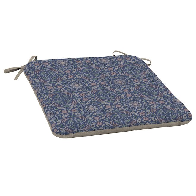 Landon & Co. Polyester 19 W x 18-in L Blue Pattern Patio Seat Cushion