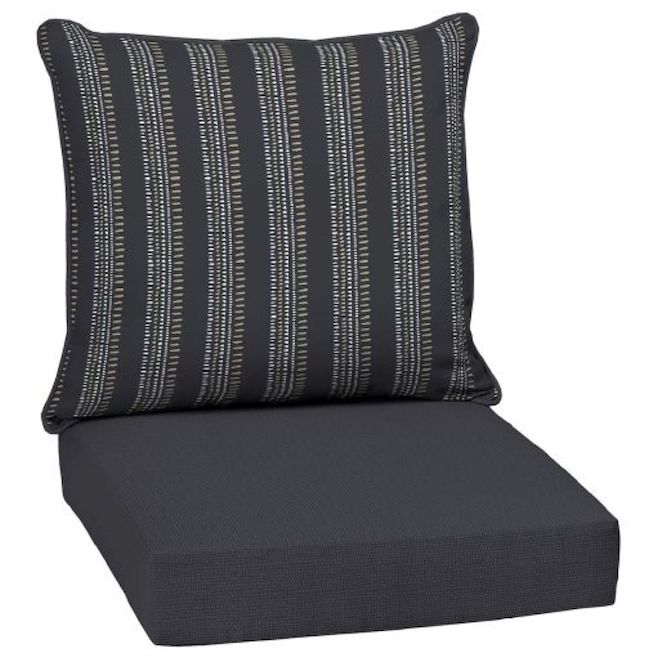 Landon & Co. 2-Piece Polyester 24-in W Black Deep Patio Seat Cushions