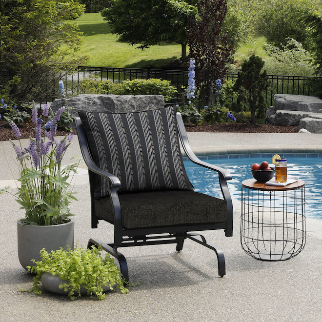 Landon & Co. 2-Piece Polyester 24-in W Black Deep Patio Seat Cushions