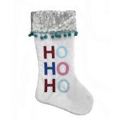 Bas de Noël Holiday Living, Ho Ho Ho, 20 po, velours, blanc