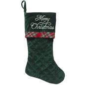 Bas de Noël Holiday Living, « Merry Christmas », 20 po, velours, vert