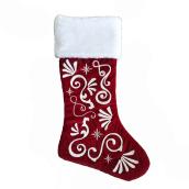 Bas de Noël Holiday Living, motif brodé, 20 po, velours, rouge et blanc