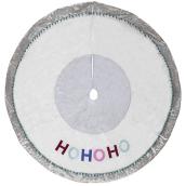 Holiday Living Tree Skirt with Glitter - Ho Ho Ho - 56-in - Velvet - White