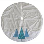 Holiday Living Tree Skirt - Holiday Trees - 56-in - Velvet - Blue and White