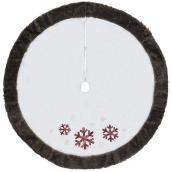 Holiday Living Tree Skirt - Snowflakes - 56-in - Linen - White/Brown