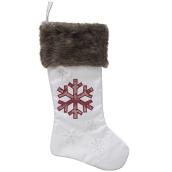 Bas de Noël Holiday Living, flocon de neige, 20 po, lin, blanc/rouge/brun