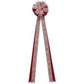 Holiday Living Treetop Bow - 1 Red Ribbon and 1 Merry Christmas Print Ribbon