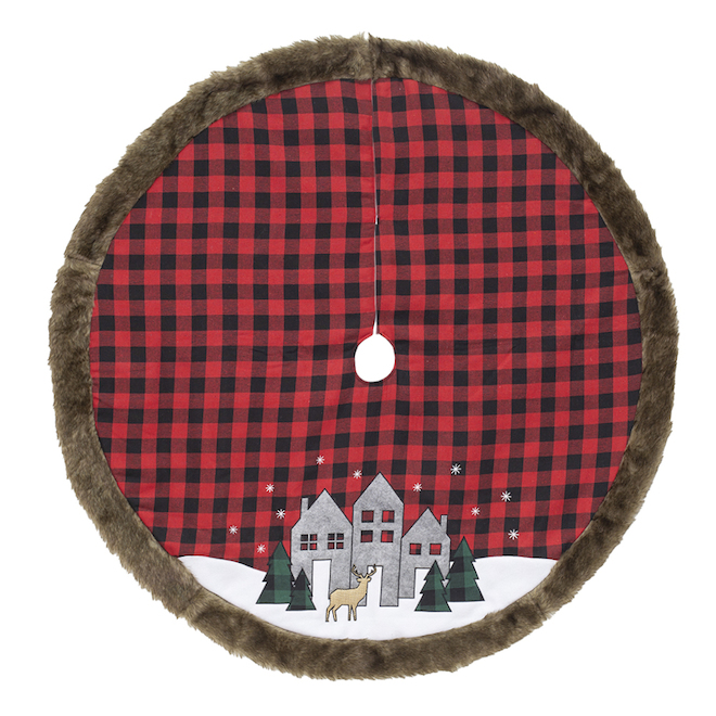 Holiday Living 48-in Red and Black Buffalo-Checkered Tree Skirt ...