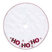 Holiday Living 48-in White Faux Linen Tree Skirt with Ho Ho Ho Pattern