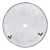 Holiday Living 48-in White Felt Tree Skirt with Holly Patterns