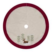Holiday Living 48-In Red and White Linen Deer Tree Skirt