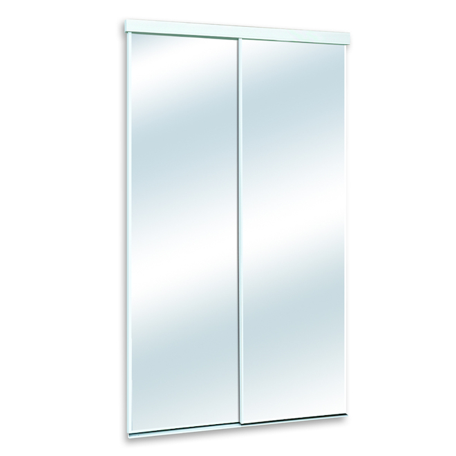 Porte-miroir coulissante Concept SGA 36 po x 80,5 po avec cadre blanc