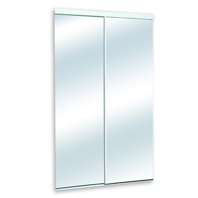 Porte-miroir d'intérieur de placard coulissante à cadre blanc de 48 x 80 po Concept SGA