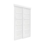 Porte intérieure de placard coulissante blanche carrée à âme creuse 5 panneaux Concept SGA 60 po x 80 po