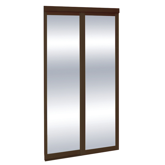 Concept SGA Espresso Mirror Sliding Closet Interior Door 72-in x 80-in