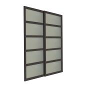 Concept SGA Bali Sliding Closet Door with Frosted Glass Inserts 48-in x 80.5-in Grey