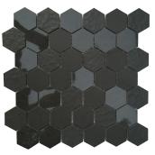 Style Selections Porcelain Mosaic Wall Tile - 12-in x 12-in - Black