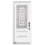 Melco Louisbourg Silk Screen and Metal Entry Door with Vinyl-Clad Frame - Left-Swing - Steel - White