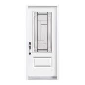 Melco Louisbourg Silk Screen and Metal Entry Door with Vinyl-Clad Frame - Right-Swing - Steel - White
