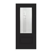 Porte extérieure en acier avec vitrail, gauche, 34', noir