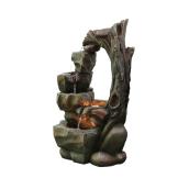 Style Selections 24-in Grey Resin Lighted Log Fountain