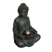 Style Selections 25-in x 18-in Bronze Resin Buddha Fountain