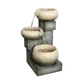 Style Selections 17 W x 26-in H Grey Resin 3-Bowl Lighted Fountain