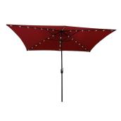 Simply Shade 10-ft x 7-ft Red Market Patio Umbrella with LED Lights and Crank Mechanism