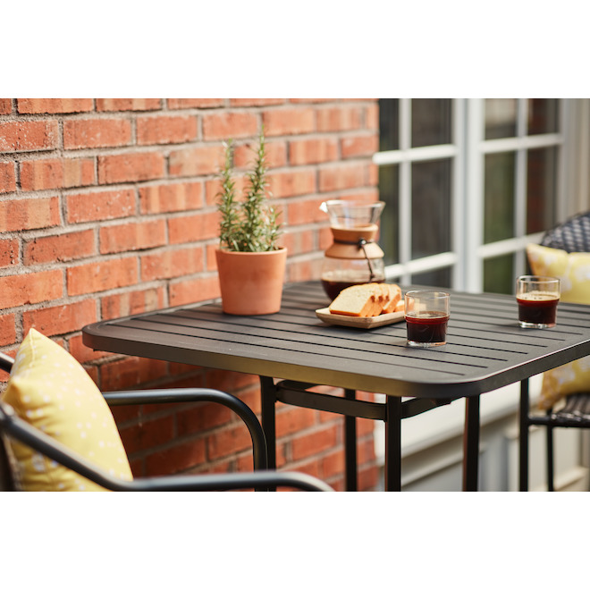 Style Selections Square Outdoor Table - Steel - 33-in x 33-in x 39-in - Matte Black