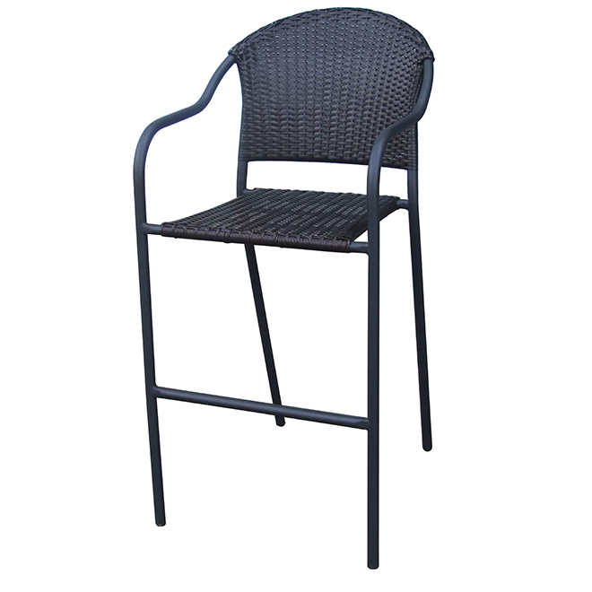 Style Selections Pelham Bay Bar Chair - Wicker - Stackable - Black - 24-in x 44.75-in x 22-in