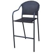 Bazik Pelham Bay Bar Stackable Black Wicker Chair 24 x 44.75 x 22-in