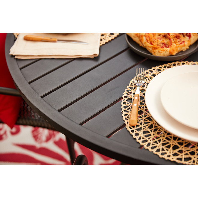 Style Selections Pelham Bay Patio Dinner Table - 48-in x 29 1/4-in - Matte Black Steel