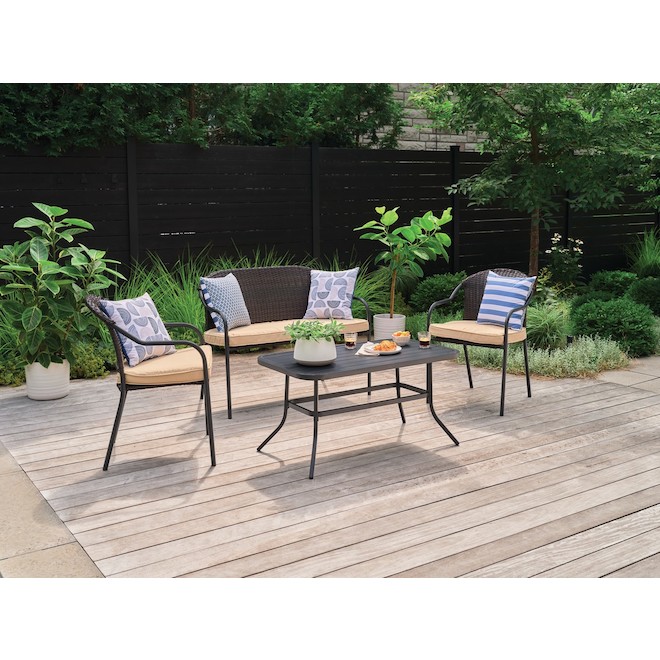 Style Selections Pelham Bay Outdoor Table with Round Corners - Steel - 40-in x 22.5-in x 20.25-in - Black