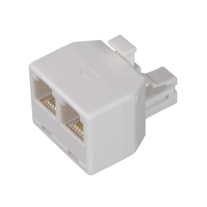 Zenith White Duplex Telephone Splitter Jack