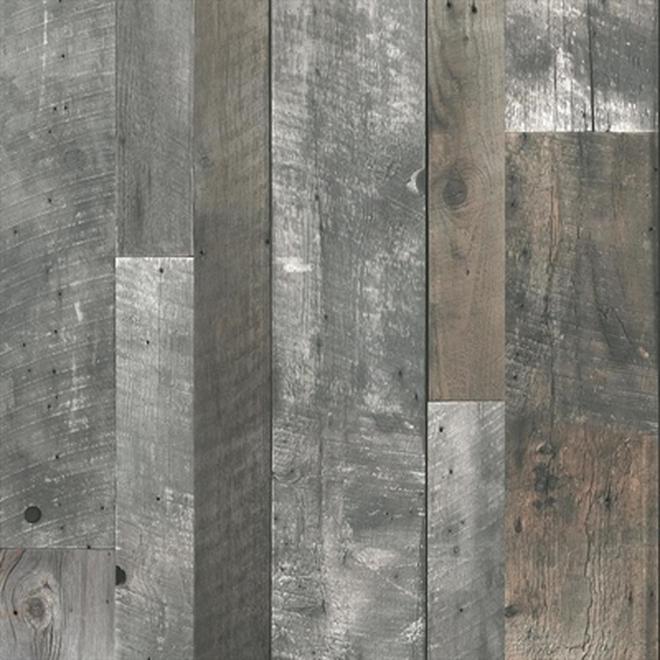 Revêtement mural, effet de bois, 1/4" x 48" x 96", gris