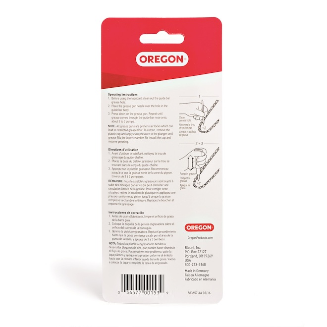 Oregon 42.5-g All-Purpose Pre-Filled Guide Bar Grease Gun