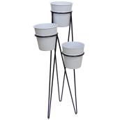 Metal Plant Stand with 3 Planters - 38" X 15" X 14"