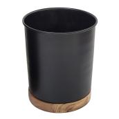 Allen + Roth 8-in W x 9.75-in H Black Metal and Acacia Wood Planters
