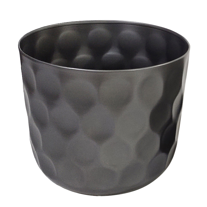Allen + Roth 10.25-in Black Graphite Steel Planter with Hexagonal Patterns