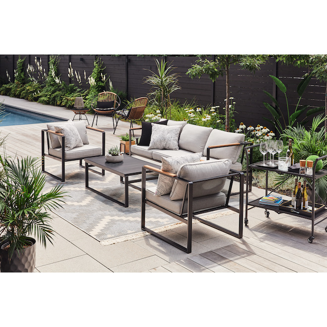 Allen + Roth 10.25-in Black Graphite Steel Planter with Hexagonal Patterns