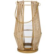 Allen + Roth Lantern in Natural Jute, Clear Glass and Gold