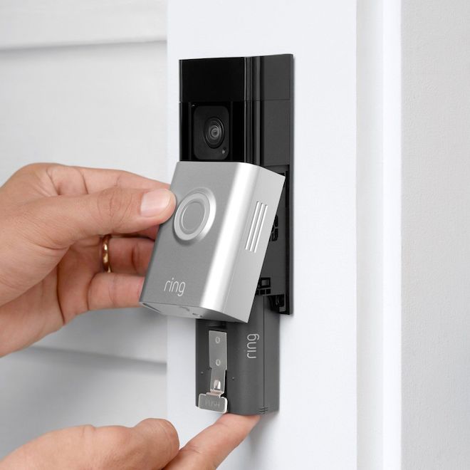 Ring Wi-Fi Connected Battery Satin Nickel and Black Doorbell with Head-to-Toe HD+ Video in 1536p