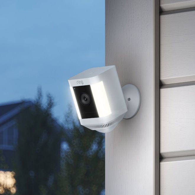 Ring Spotlight+ Wireless Battery-Operated White Security Camera