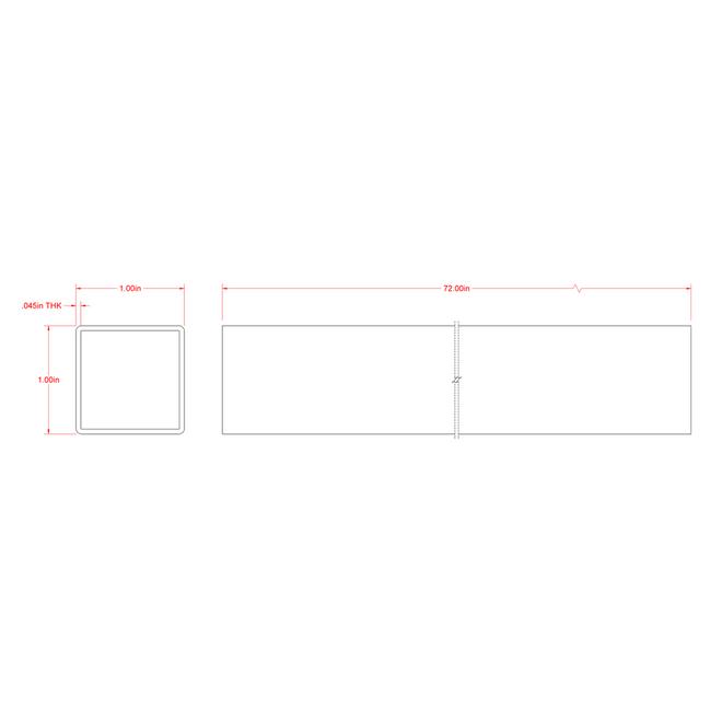 Hillman 1-in W x 6-ft L Plain Hot Rolled Steel Weldable Square Tube