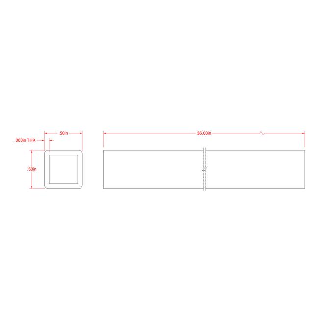 Hillman 1/2-in W x 3-ft L Plain Hot Rolled Steel Weldable Square Tube