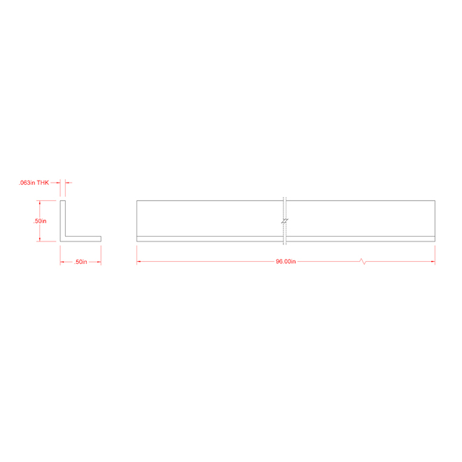 Cornière en aluminium massif usinée 1/2 po l. x 1/2 po h. x 8 pi L. Hillman