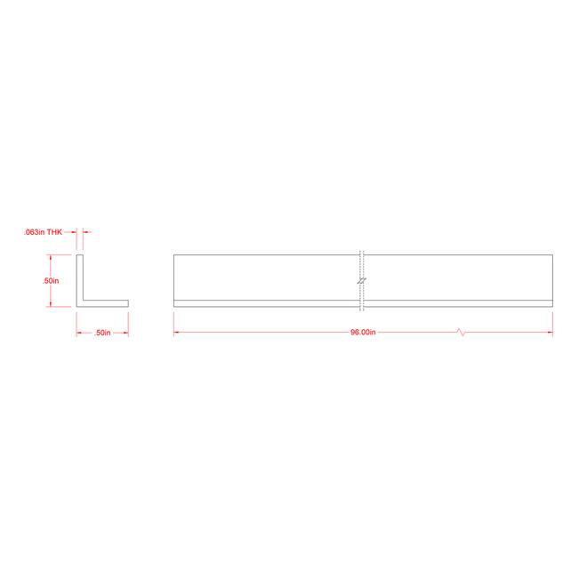 Hillman 1/2-in W x 1/2-in H x 8-ft L Mill Finished Aluminum Solid Angle