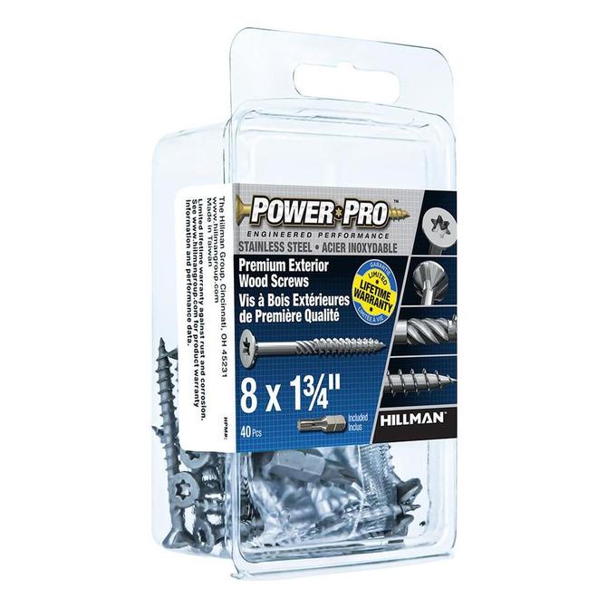 Hillman SS 305 Power Pro Exterior Wood Screws #8 x 1-3/4-in 40/Pk