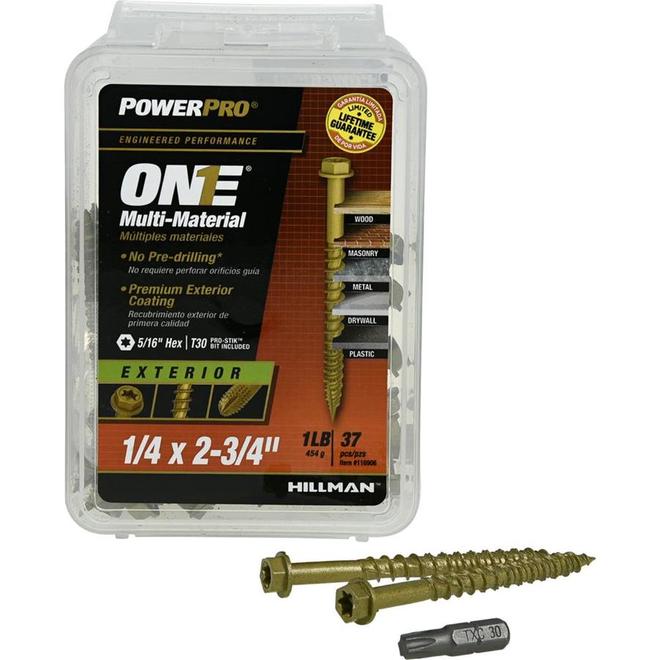 Hillman One Zinc-Plated Bronze-Finish Multi-Purpose HH Screws 1/4 x 2-3/4-in 35/Pk